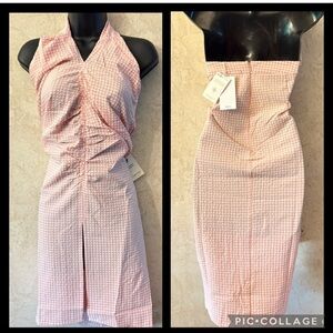 Mango Peach Gingham Halter Dress